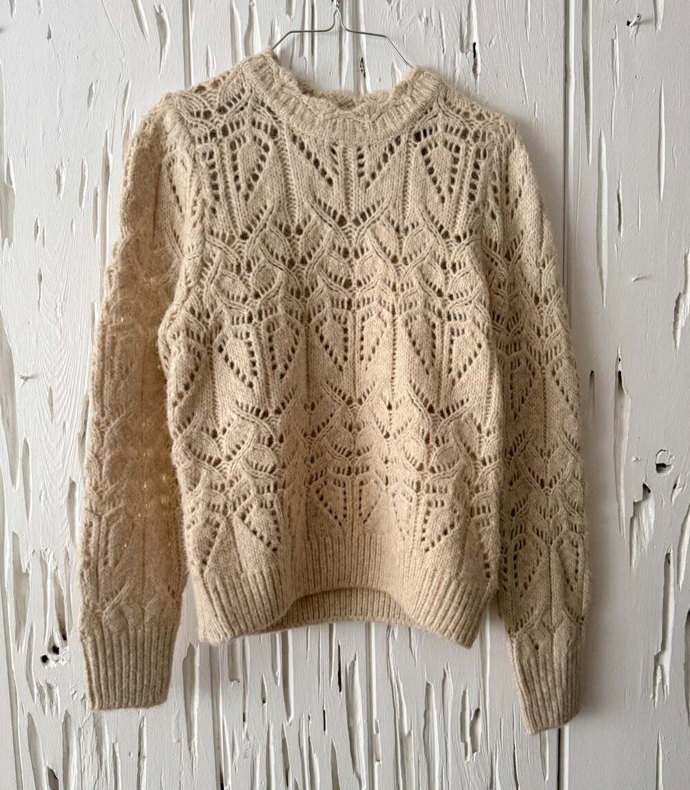 H&M Divided Cream Pointelle Openwork Knit Sweater – Women's Medium